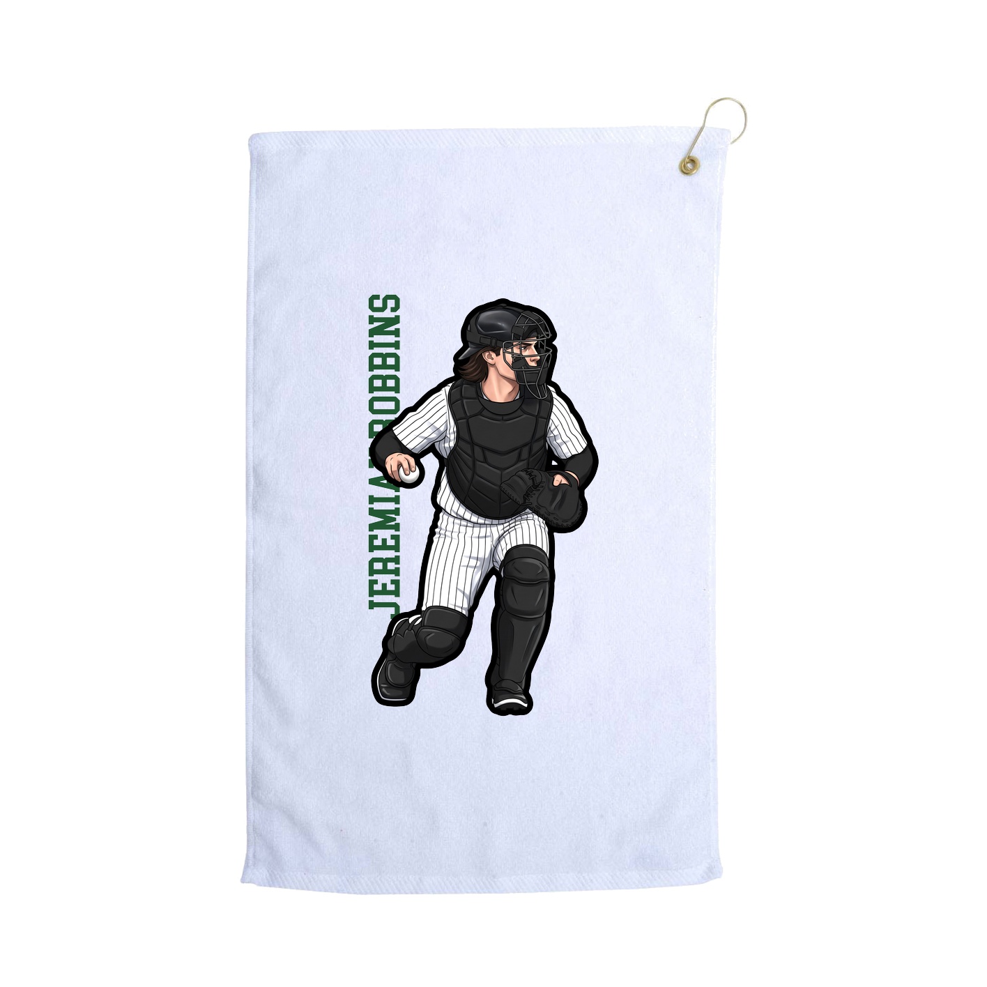 Golf Towel — Name Vertical in White