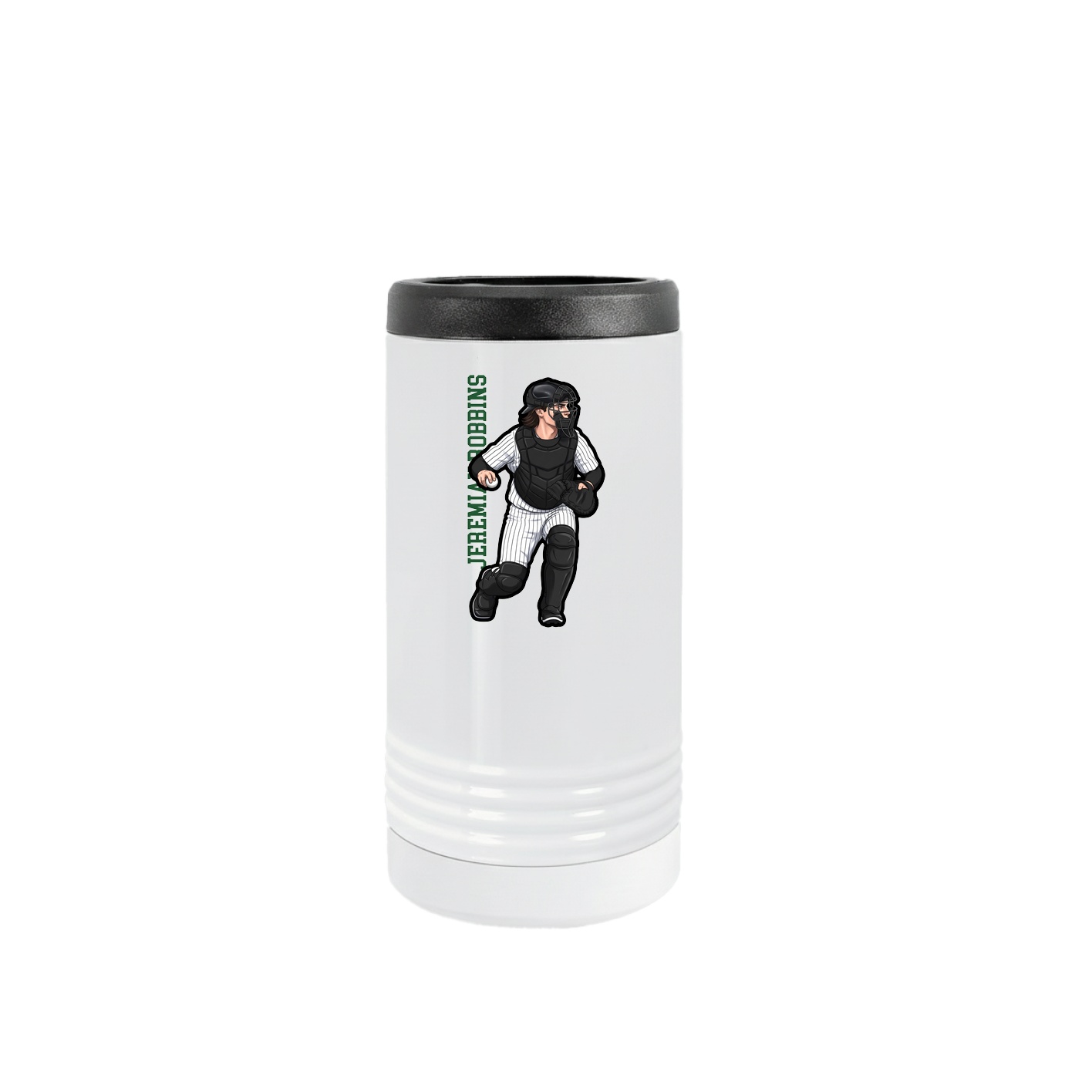 Slim Beverage Holder — Name Vertical in White