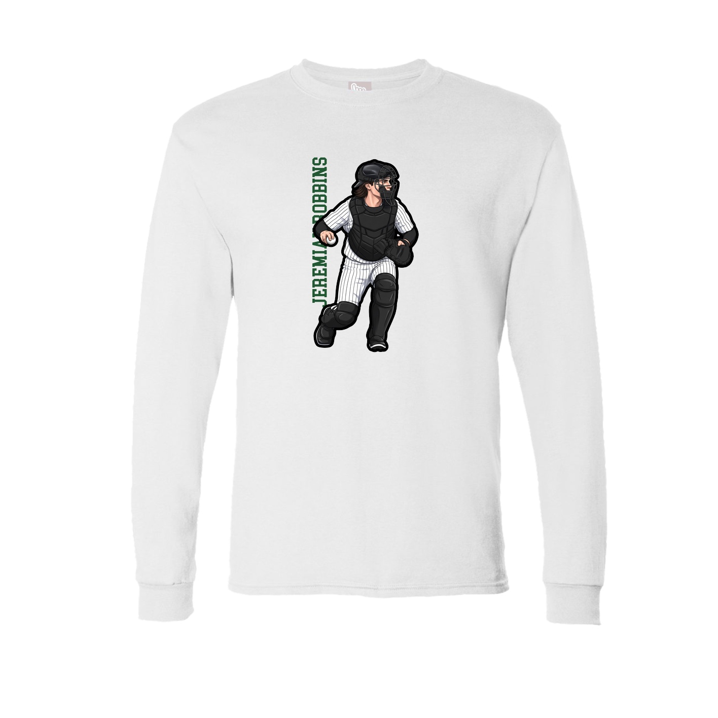 Long Sleeve Tee — Name Vertical in White