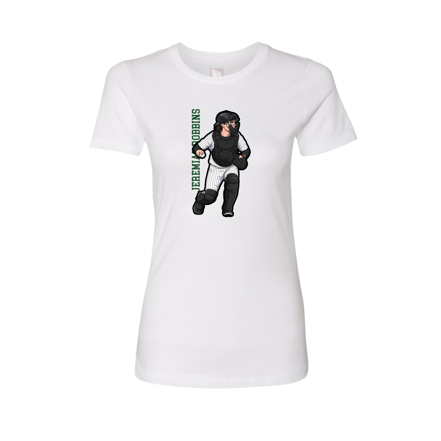 Fitted Women's Tee — Name Vertical in White