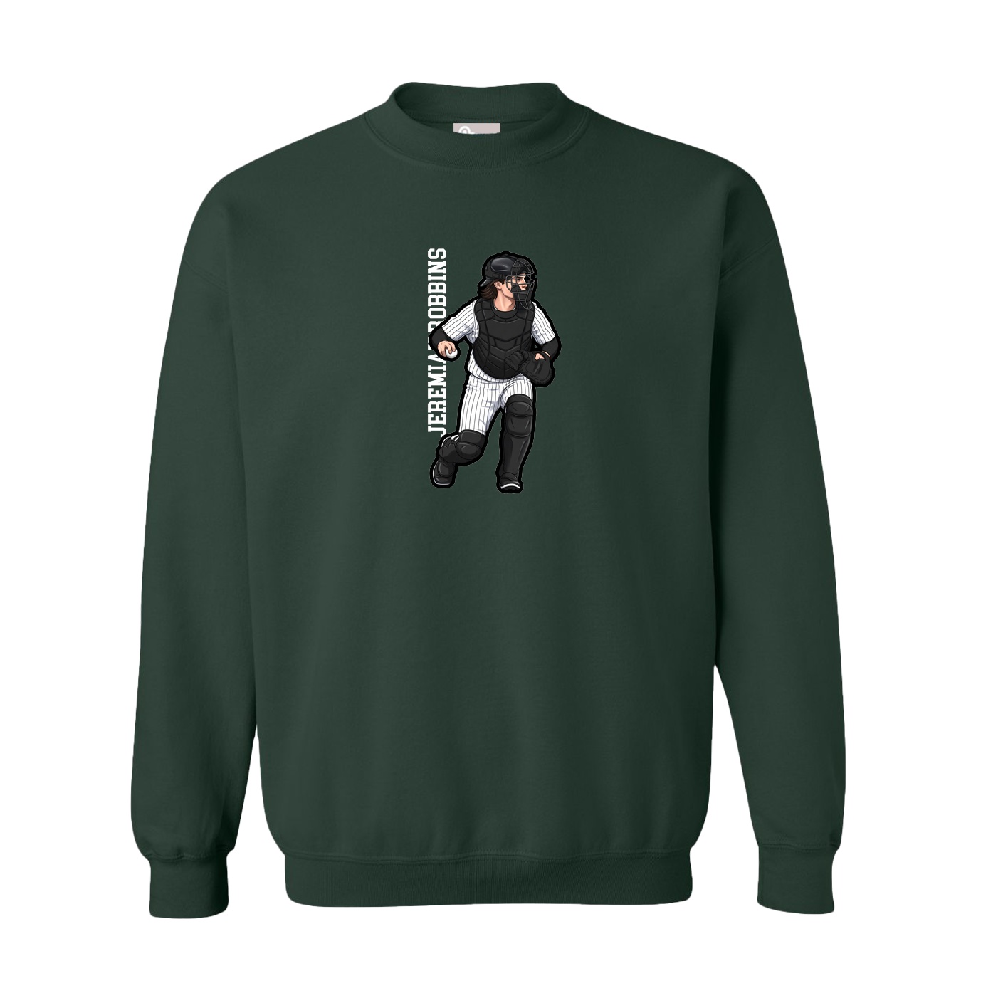 Fleece Crew — Name Vertical in Green