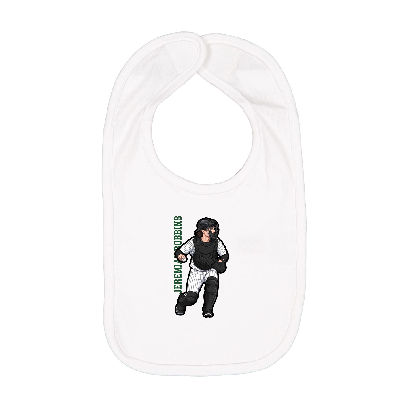 Infant Bib — Name Vertical in White