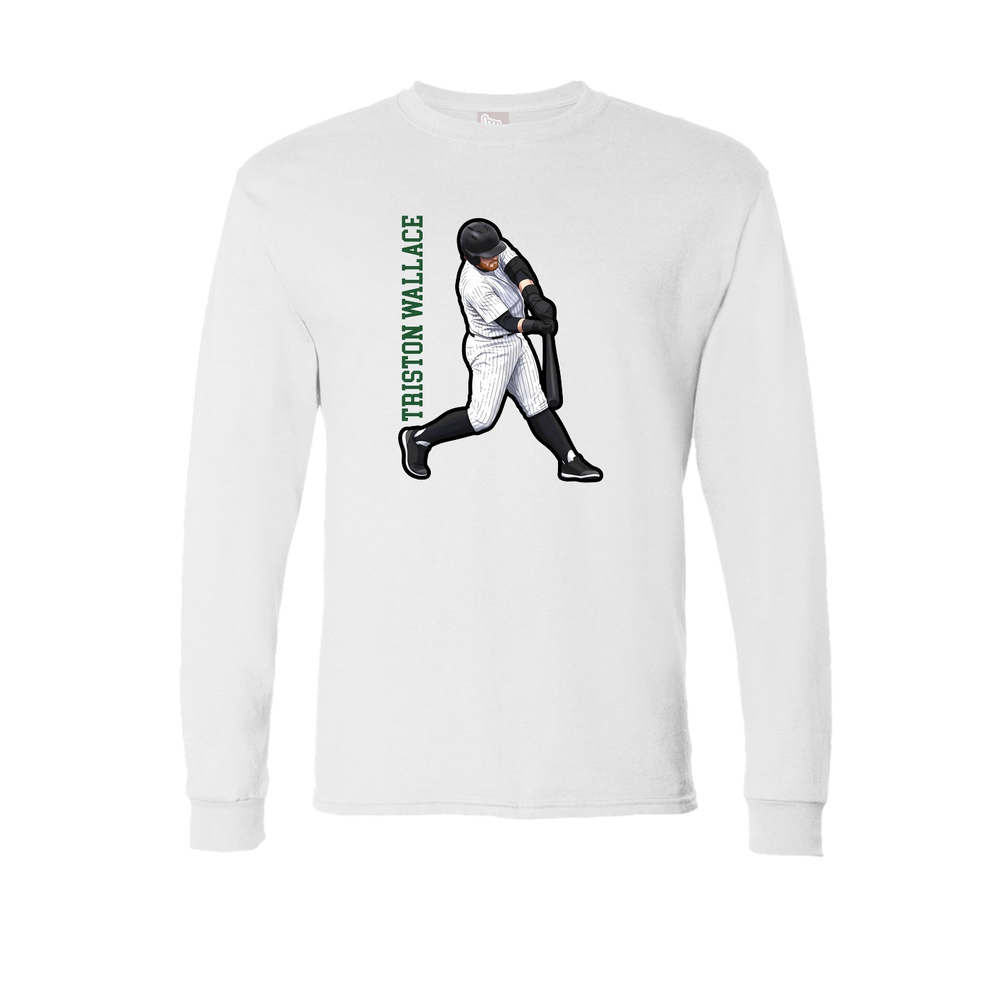 Long Sleeve Tee — Name Vertical in White