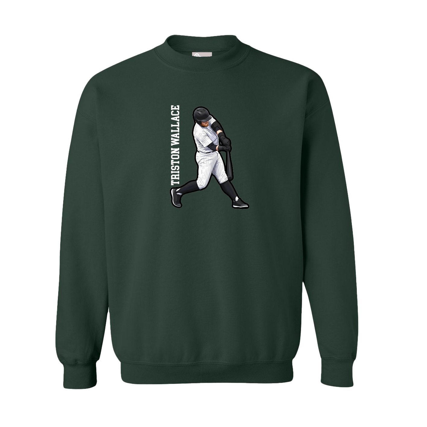 Fleece Crew — Name Vertical in Green