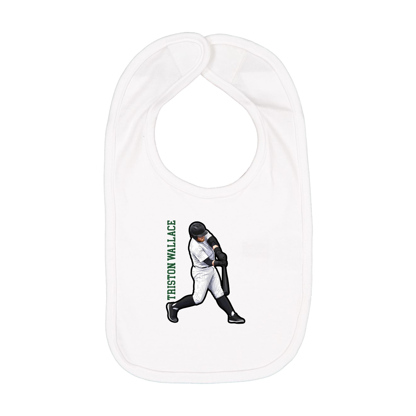 Infant Bib — Name Vertical in White