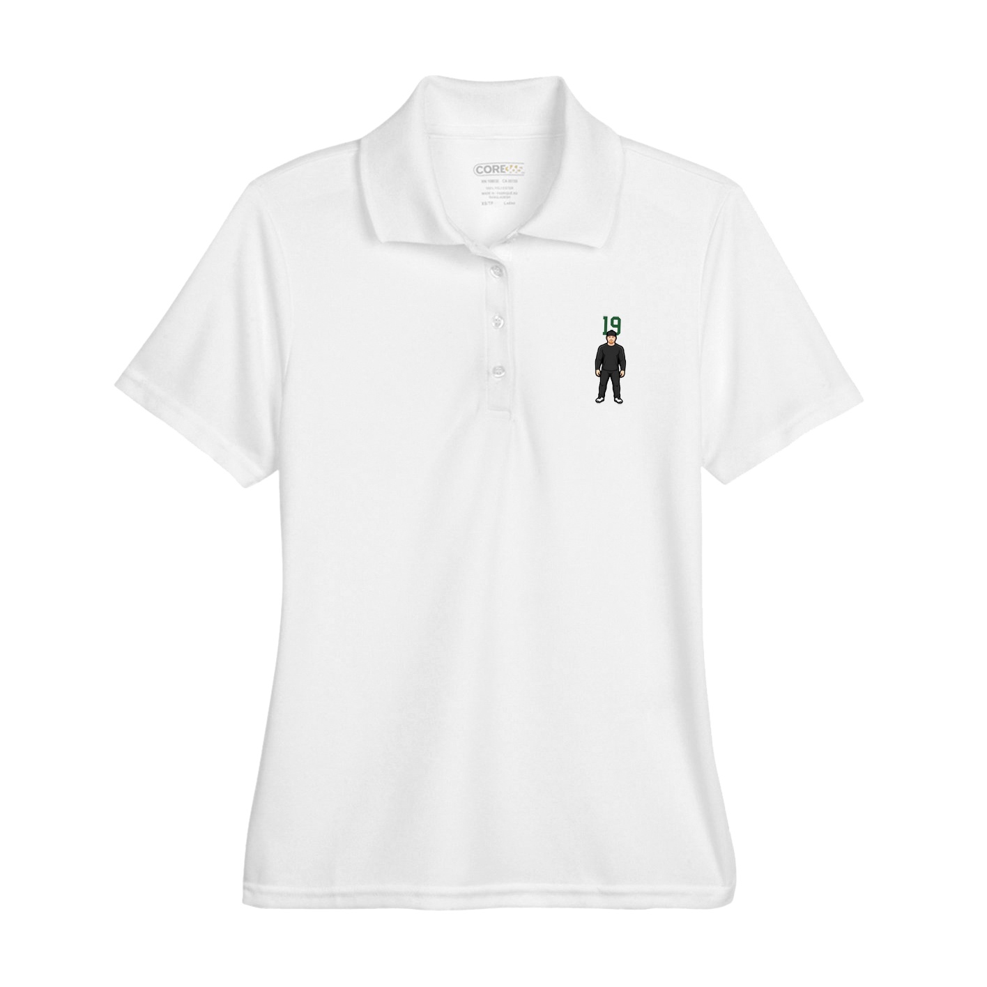 Womens Performance Polo — Number Top in White