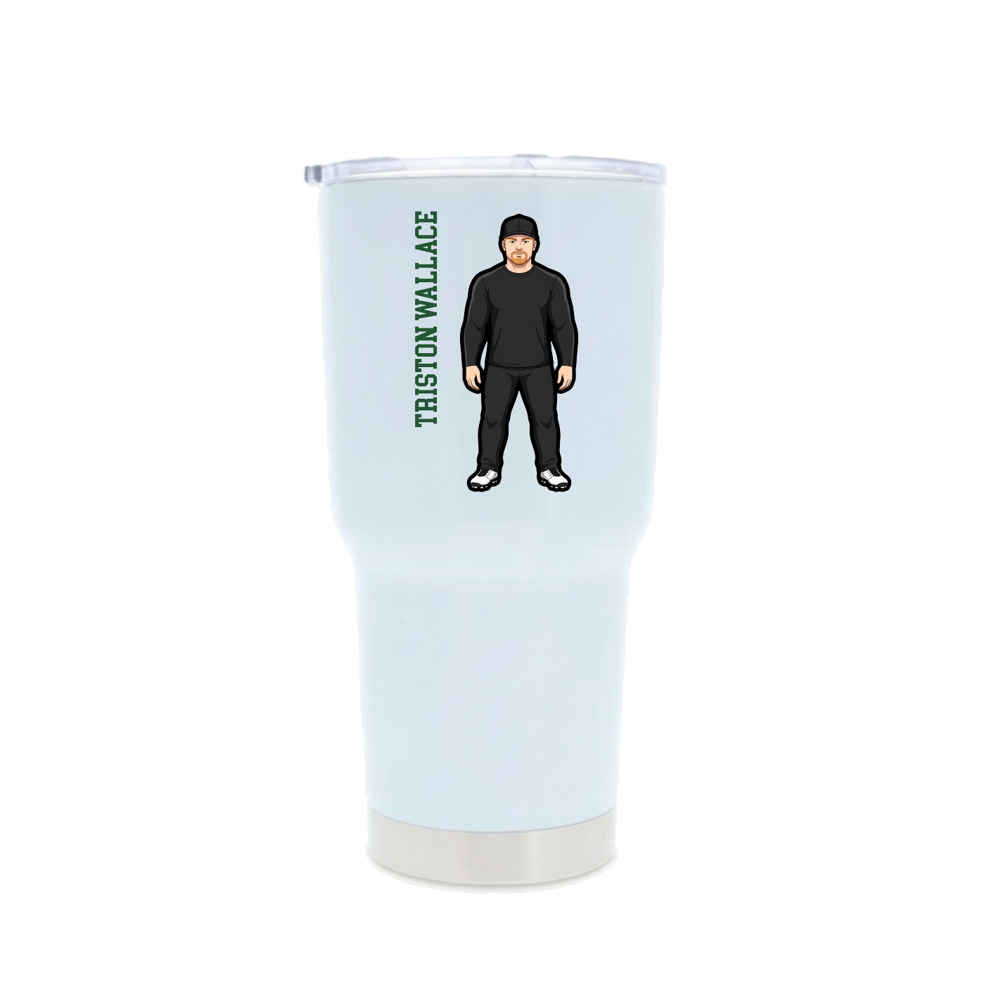30oz Stainless Steel Tumbler — Name Vertical in White