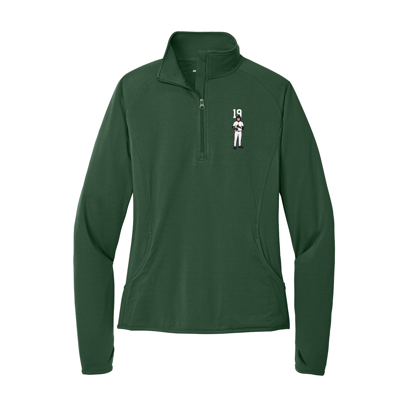 Women's Q-Zip Pullover — Number Top in Green