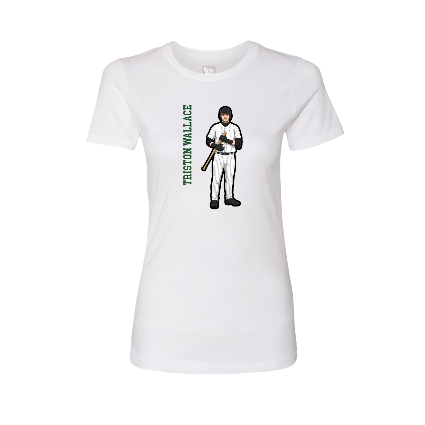 Womens Tee — Name Vertical in White