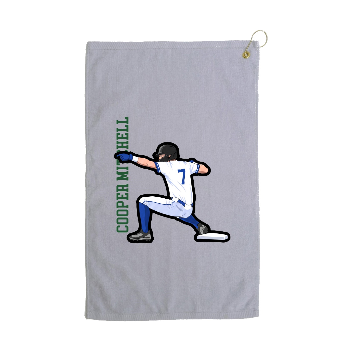 Golf Towel — Name Vertical in Grey