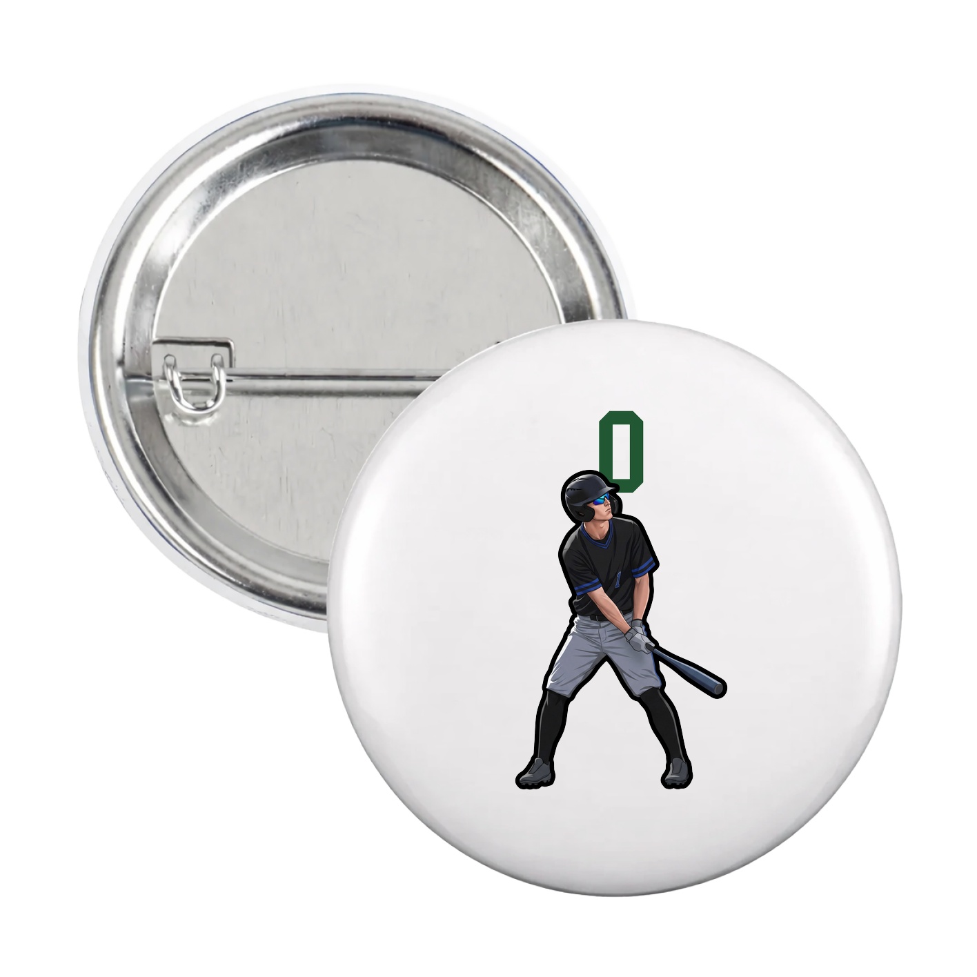 Game Day Button — Number Top in White