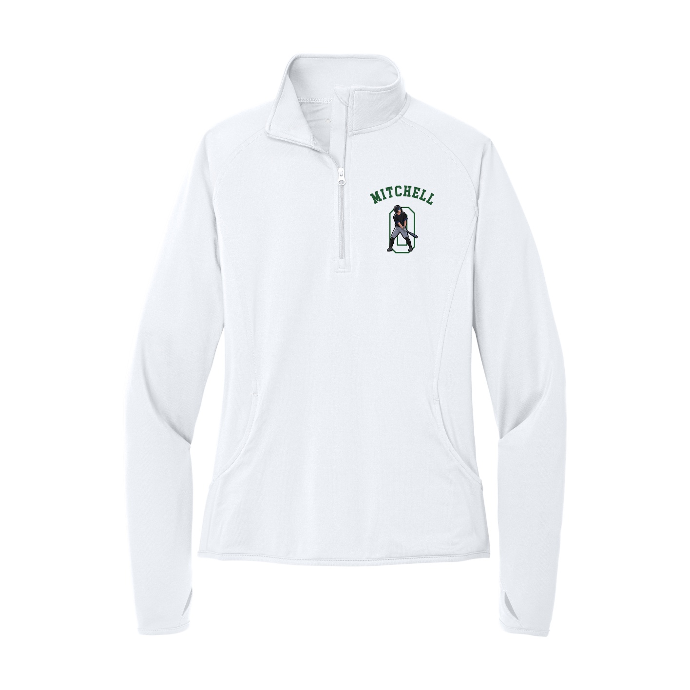 Women's Q-Zip Pullover — Shirsey Arch in White