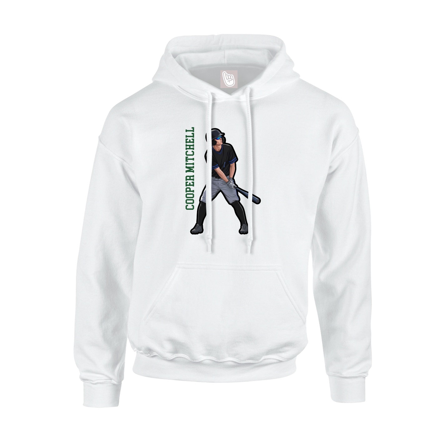 Youth Hoodie — Name Vertical in White