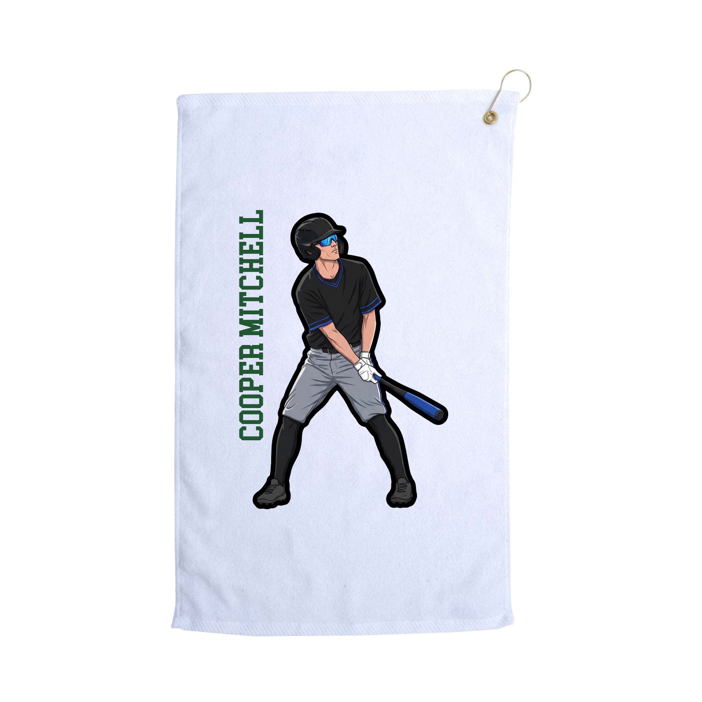 Golf Towel — Name Vertical in White