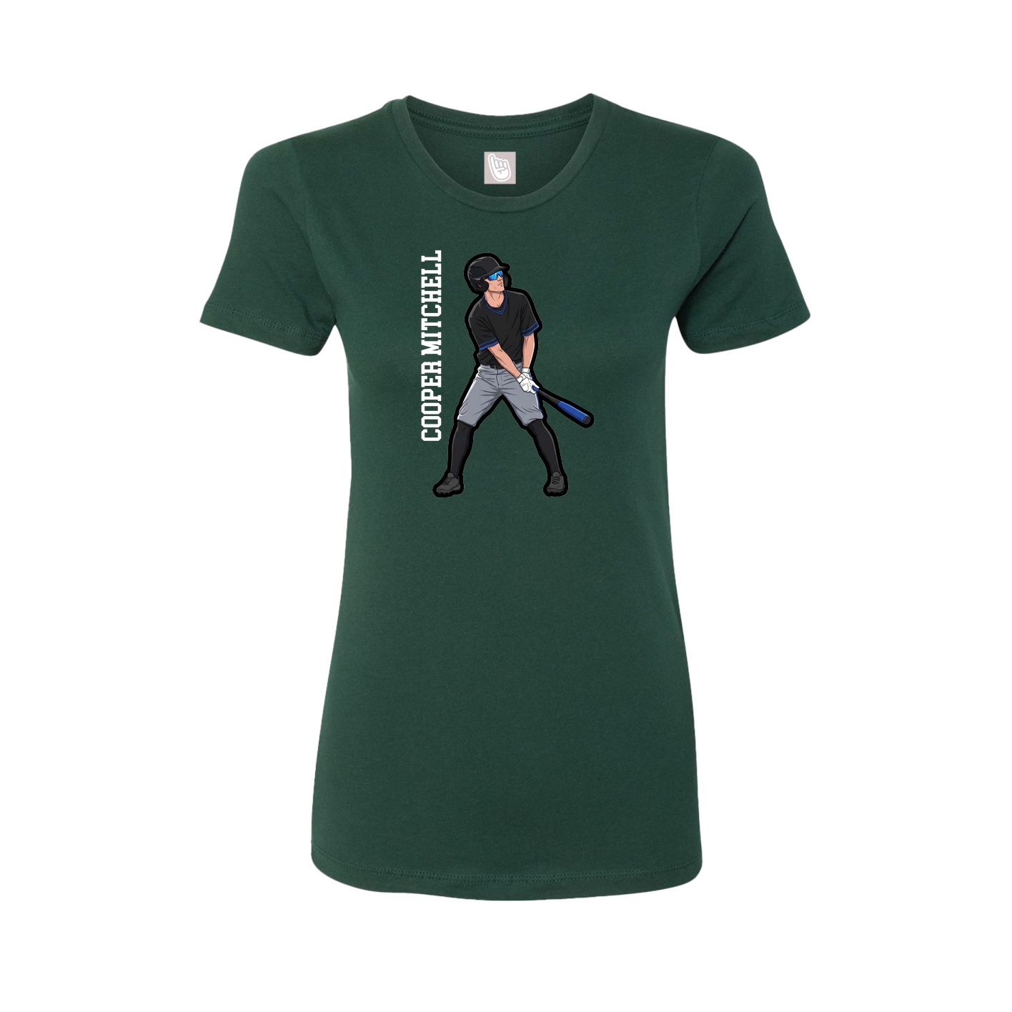 Womens Tee — Name Vertical in Green