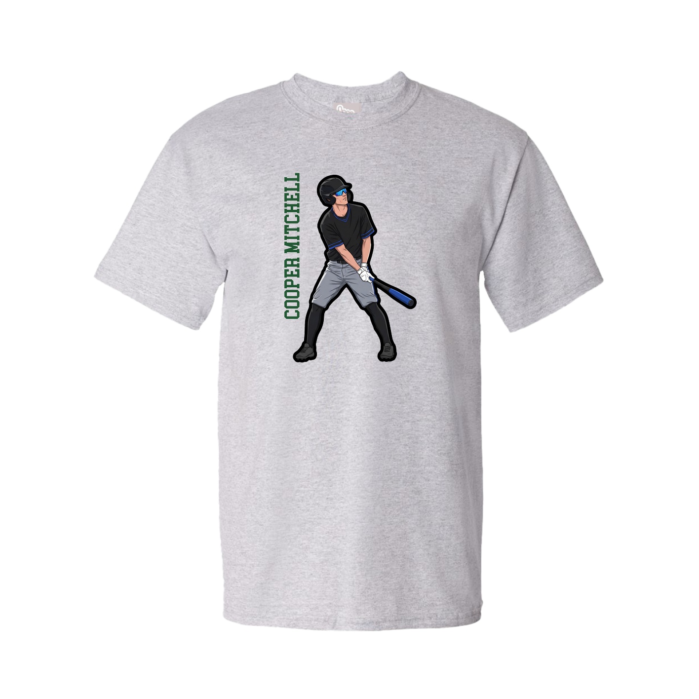 Youth Tee — Name Vertical in Grey