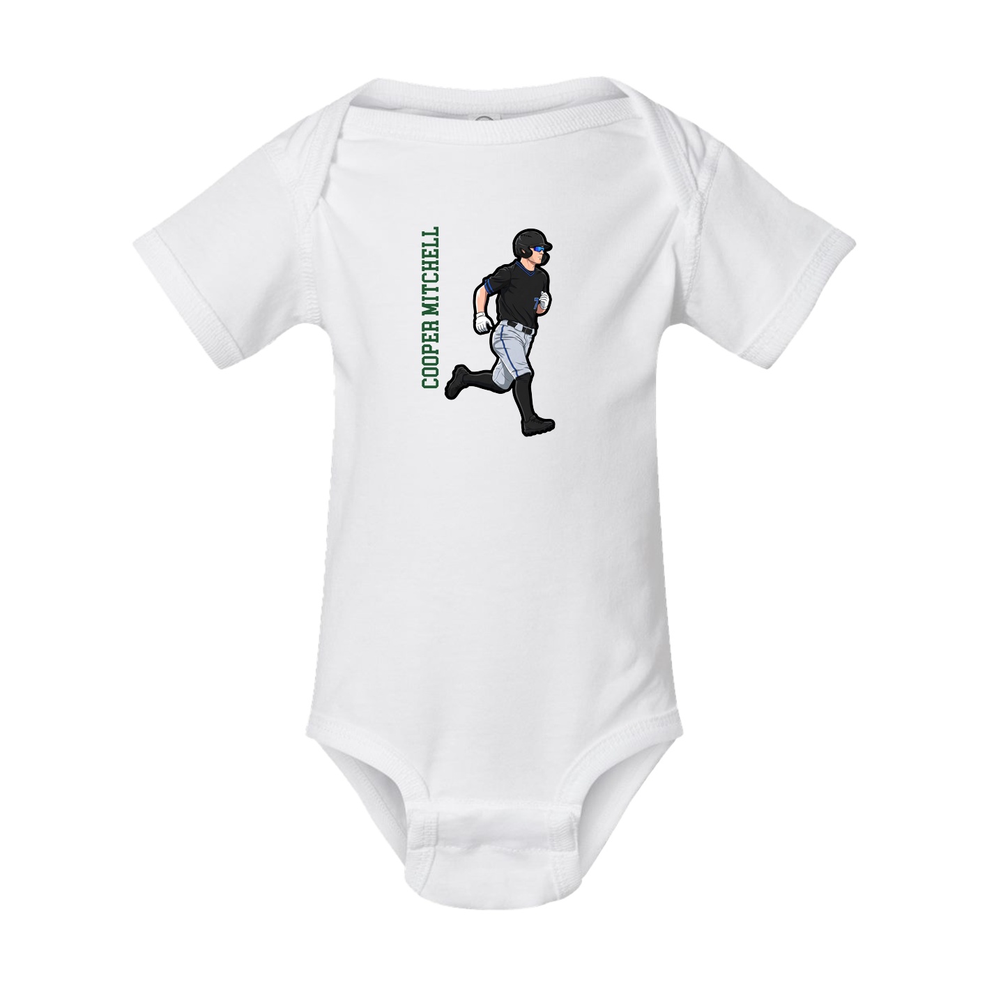 Baby Onesie — Name Vertical in White