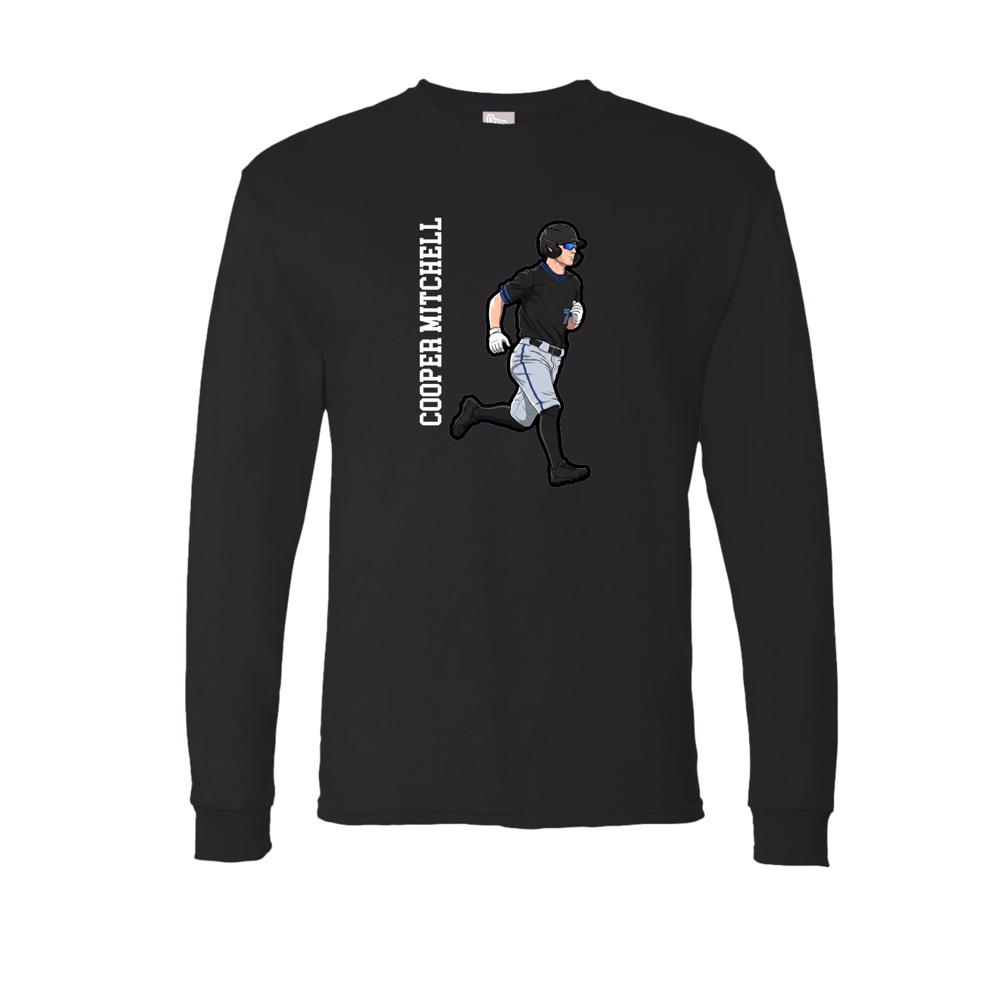 Long Sleeve Tee — Name Vertical in Black