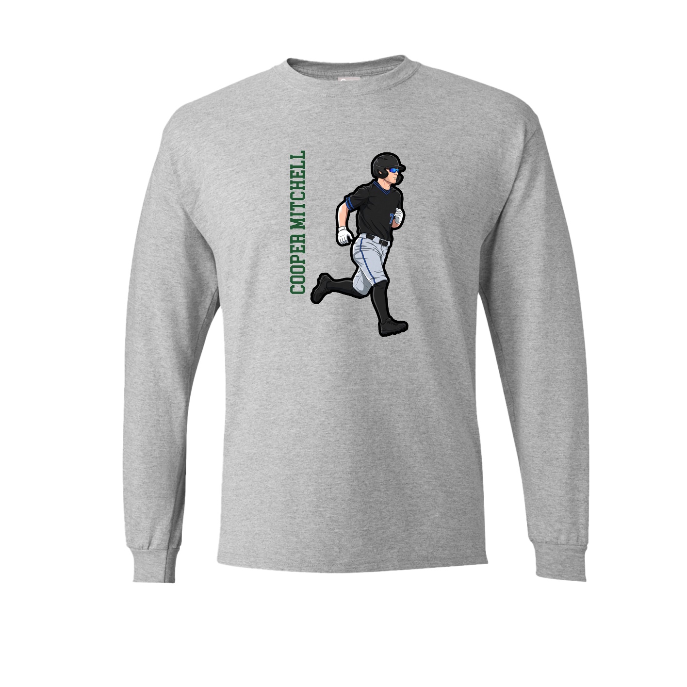 Long Sleeve Tee — Name Vertical in Grey