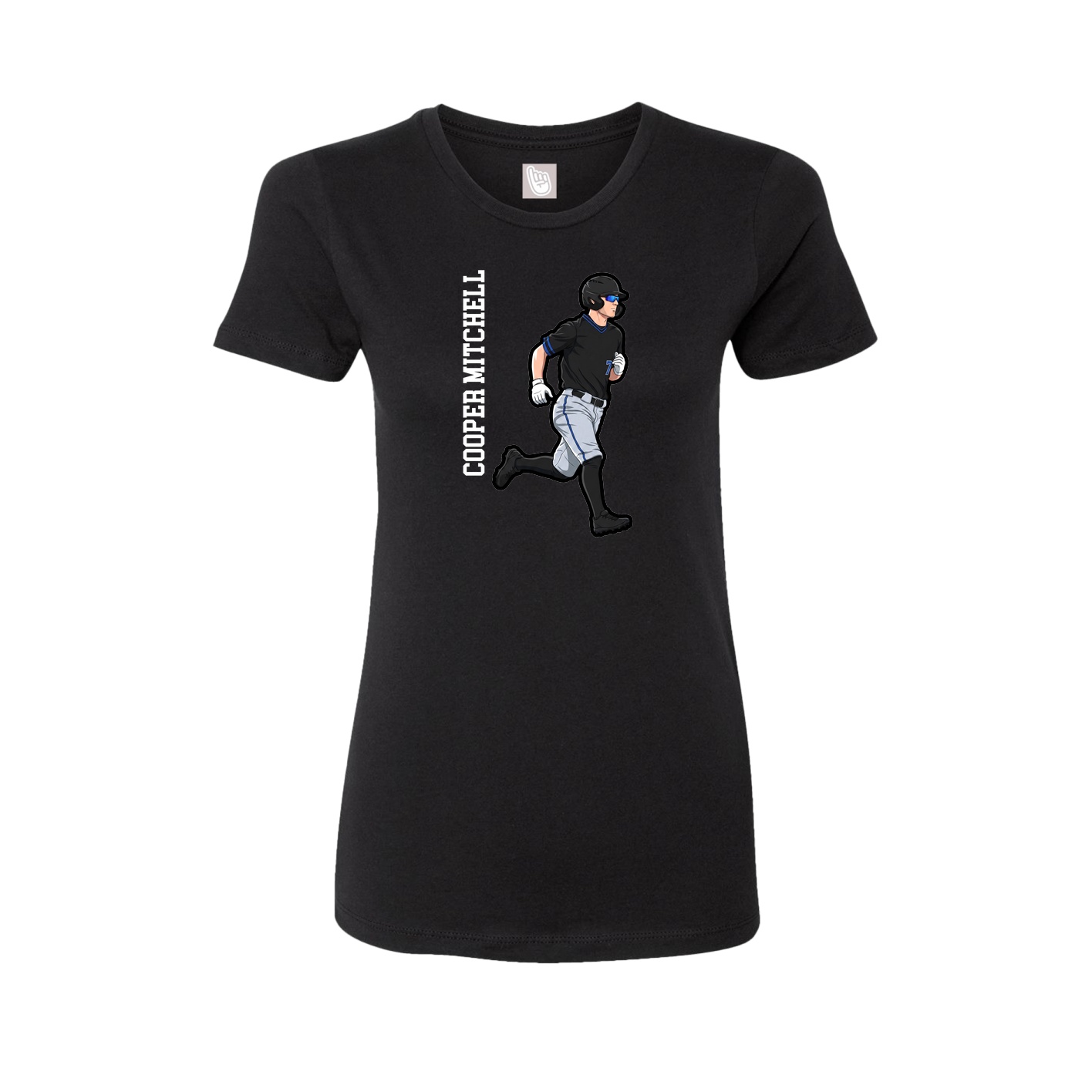 Womens Tee — Name Vertical in Black