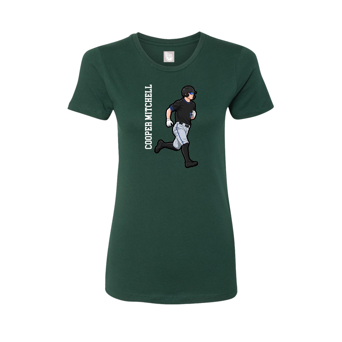Fitted Women's Tee — Name Vertical in Green