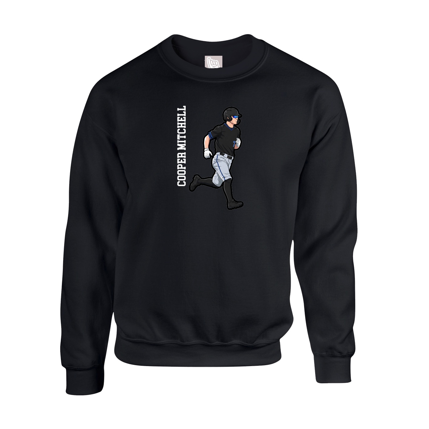 Fleece Crew — Name Vertical in Black