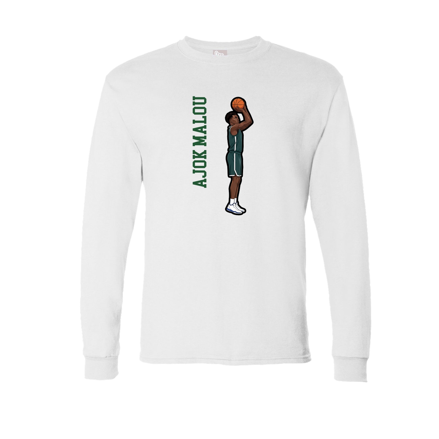 Long Sleeve Tee — Name Vertical in White