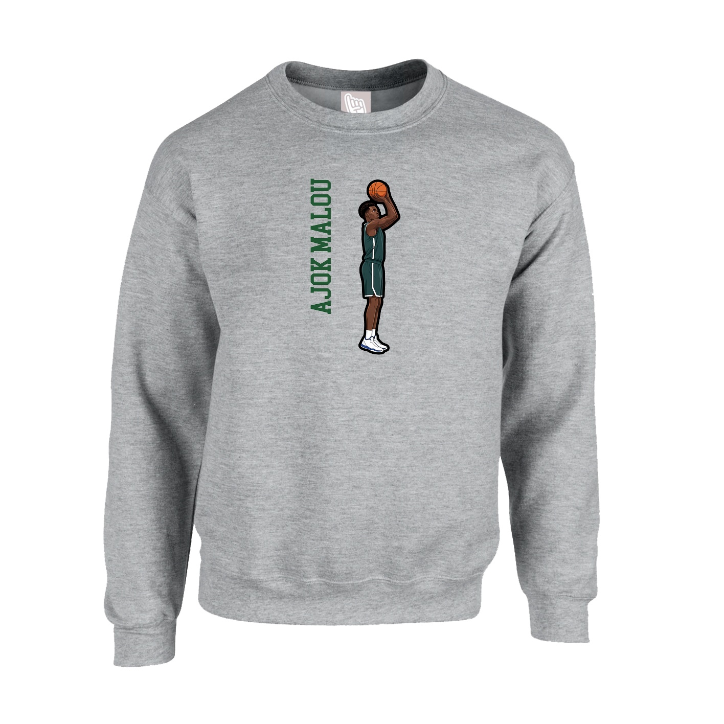 Fleece Crew — Name Vertical in Grey