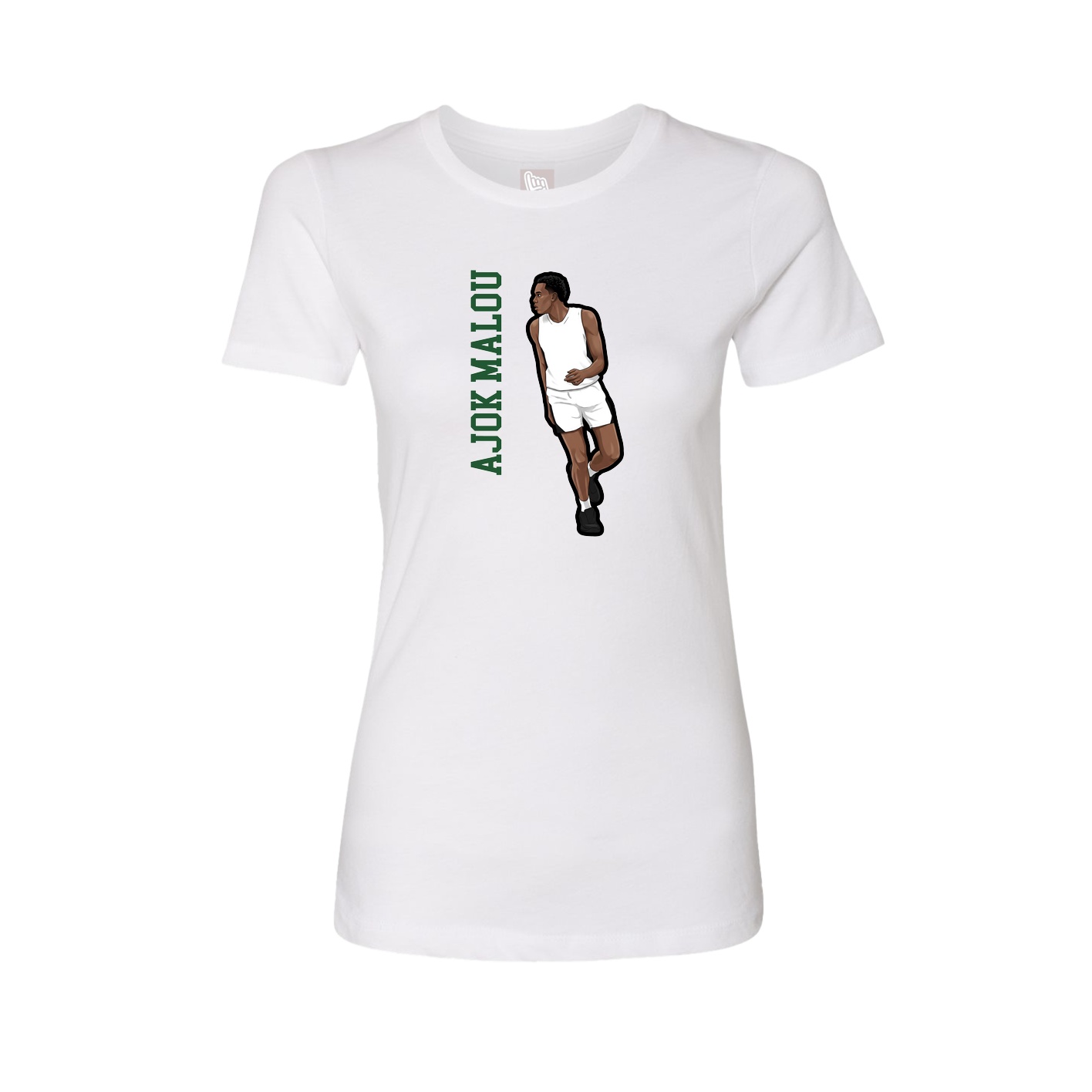 Fitted Women's Tee — Name Vertical in White