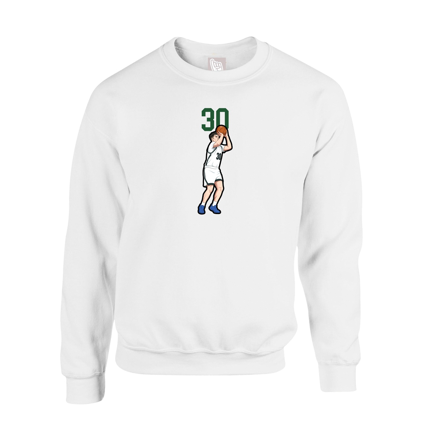 Fleece Crew — Number Top in White