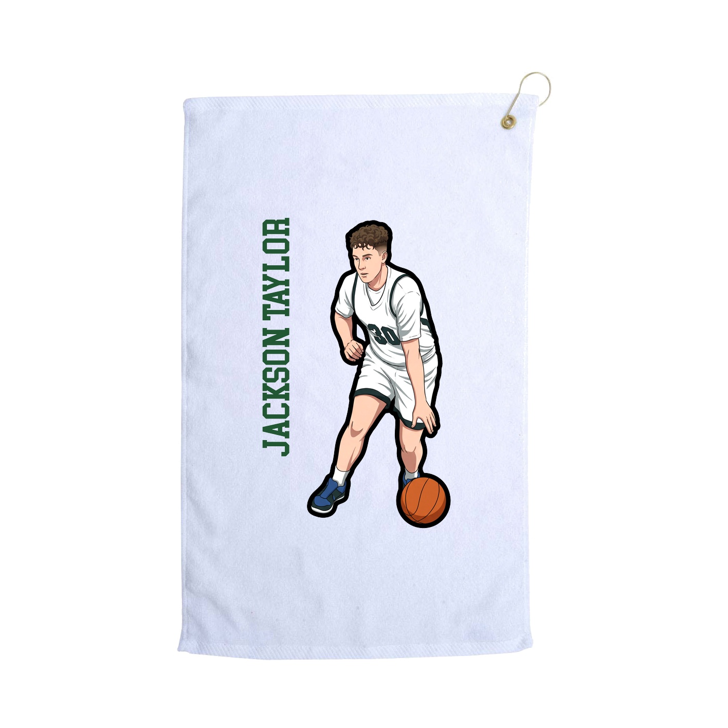 Golf Towel — Name Vertical in White
