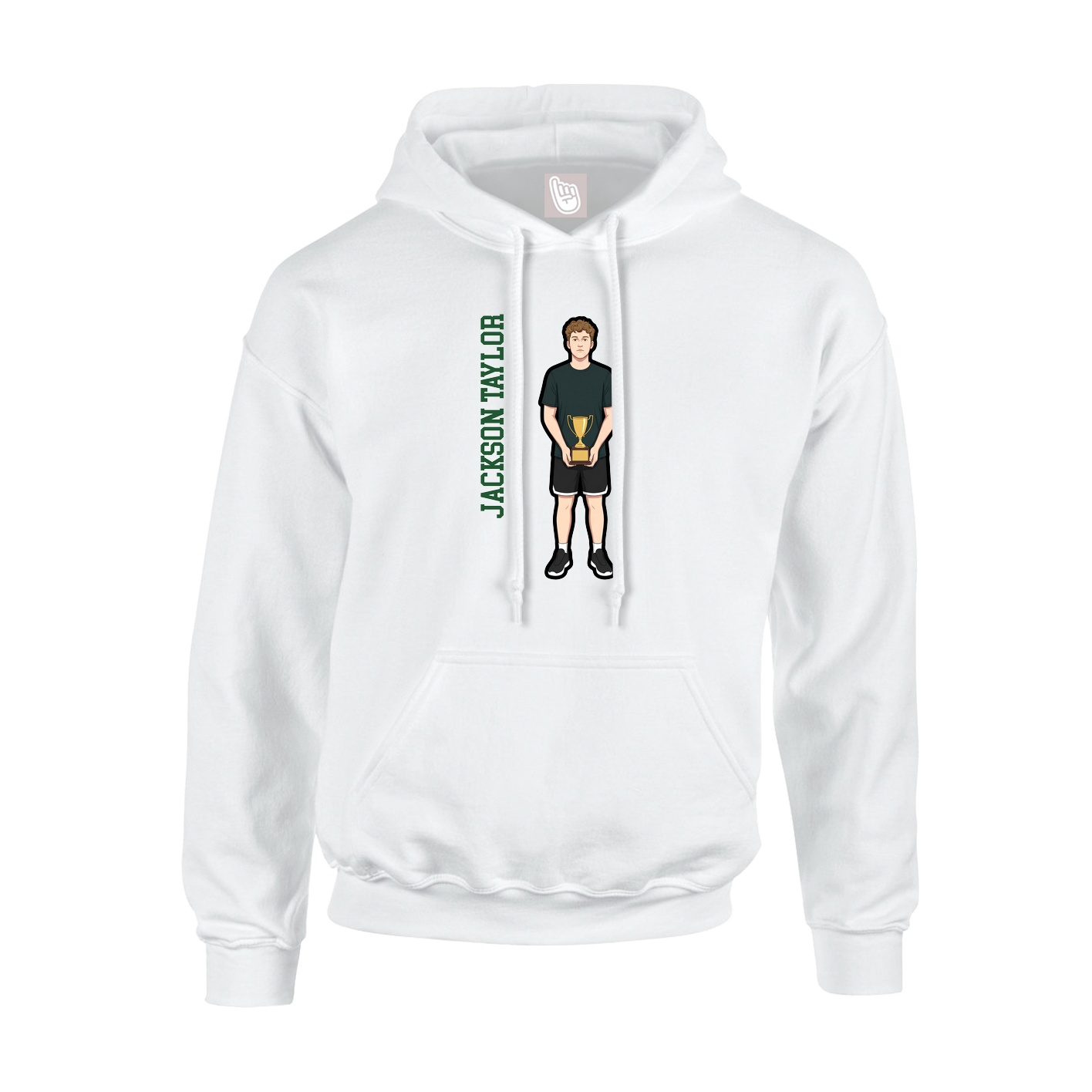 Youth Hoodie — Name Vertical in White