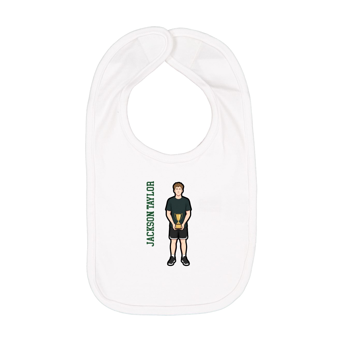 Infant Bib — Name Vertical in White