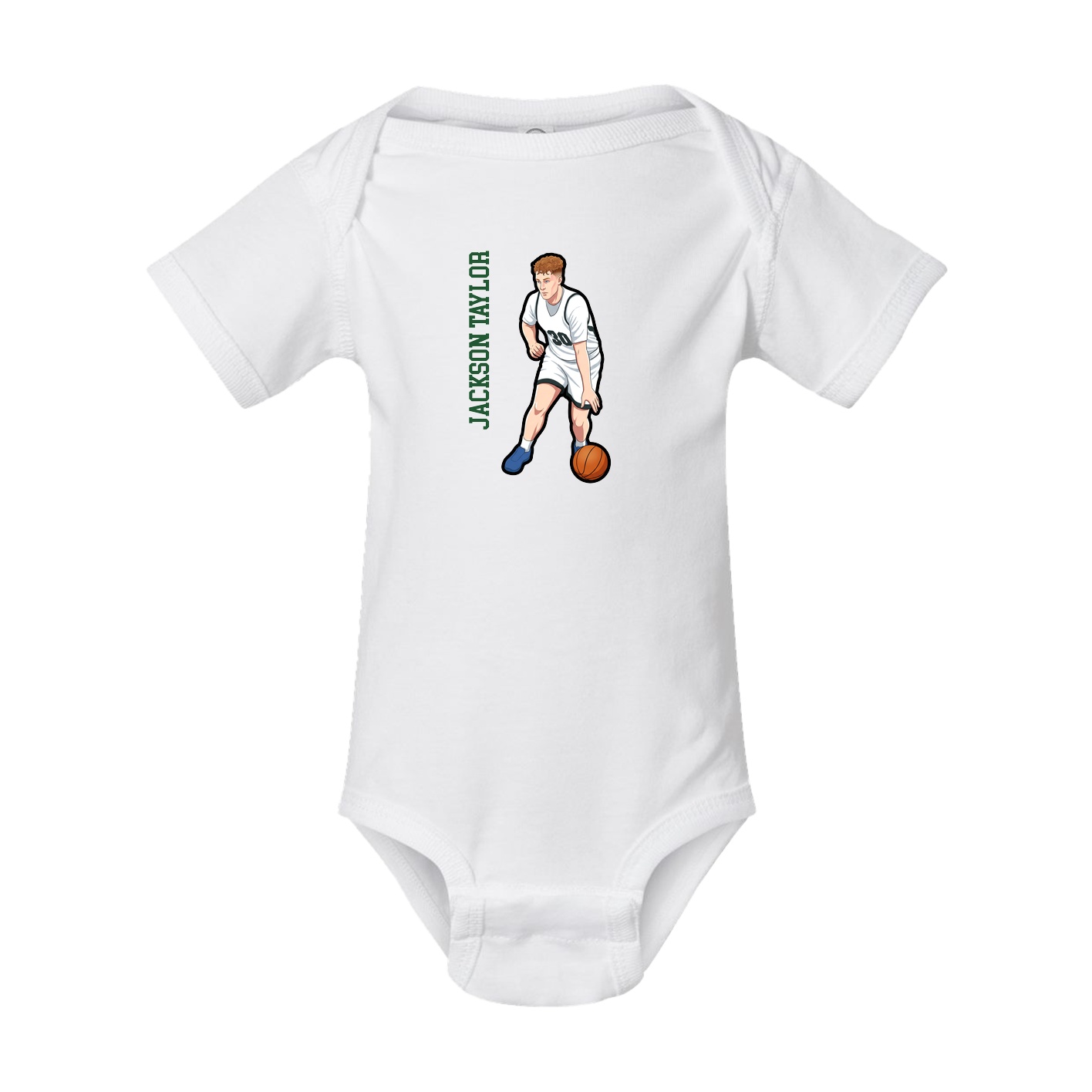 Baby Onesie — Name Vertical in White