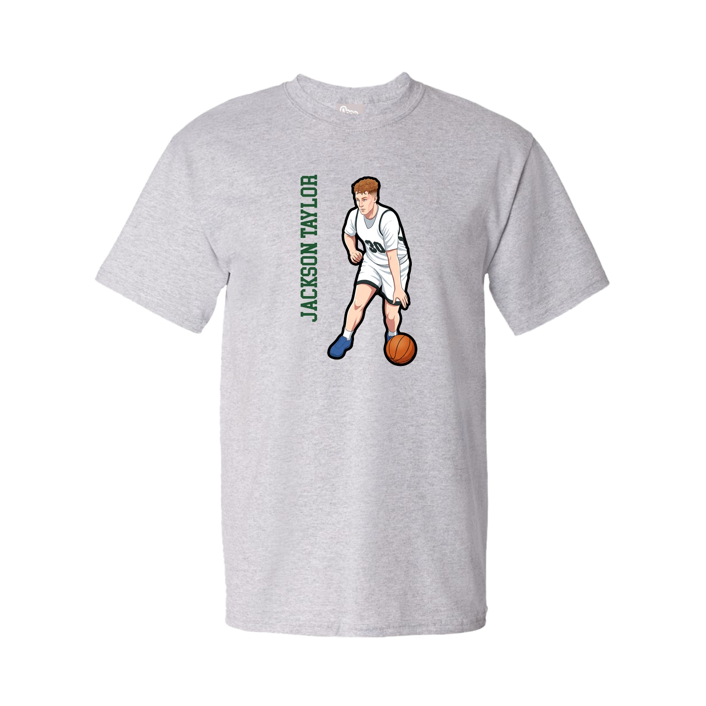 Youth Tee — Name Vertical in Grey