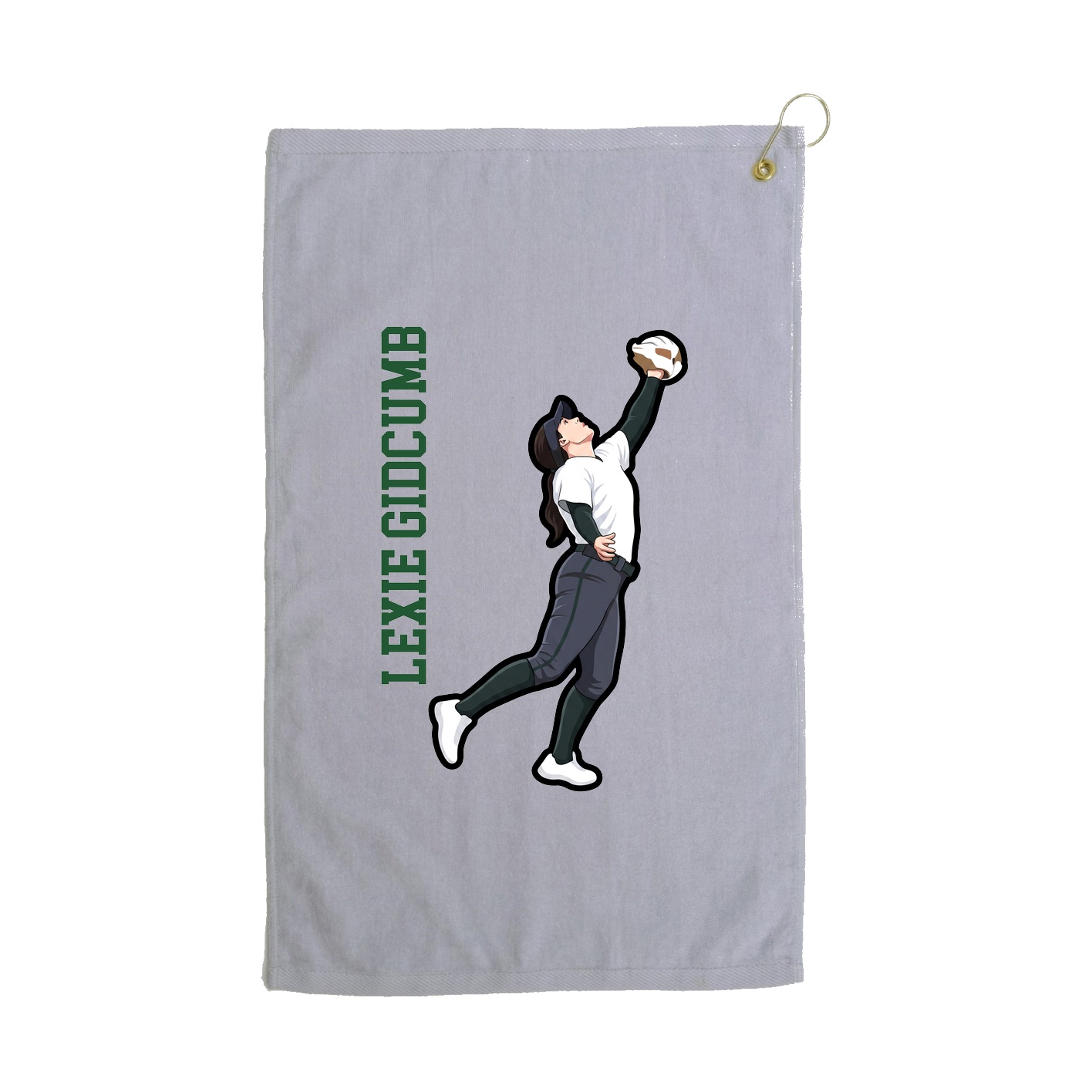 Golf Towel — Name Vertical in Grey