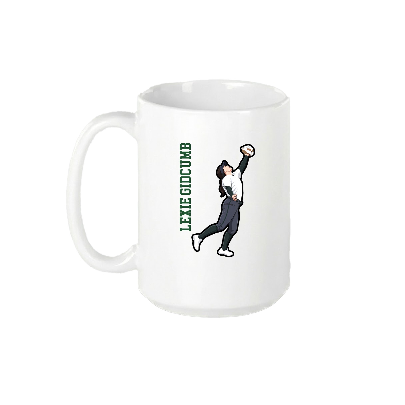 15oz Coffee Mug — Name Vertical in White