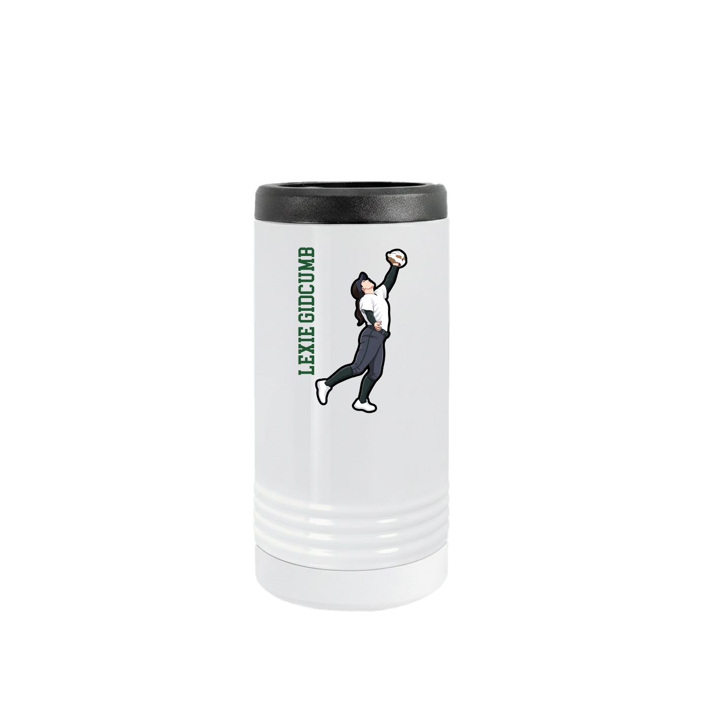 Slim Beverage Holder — Name Vertical in White