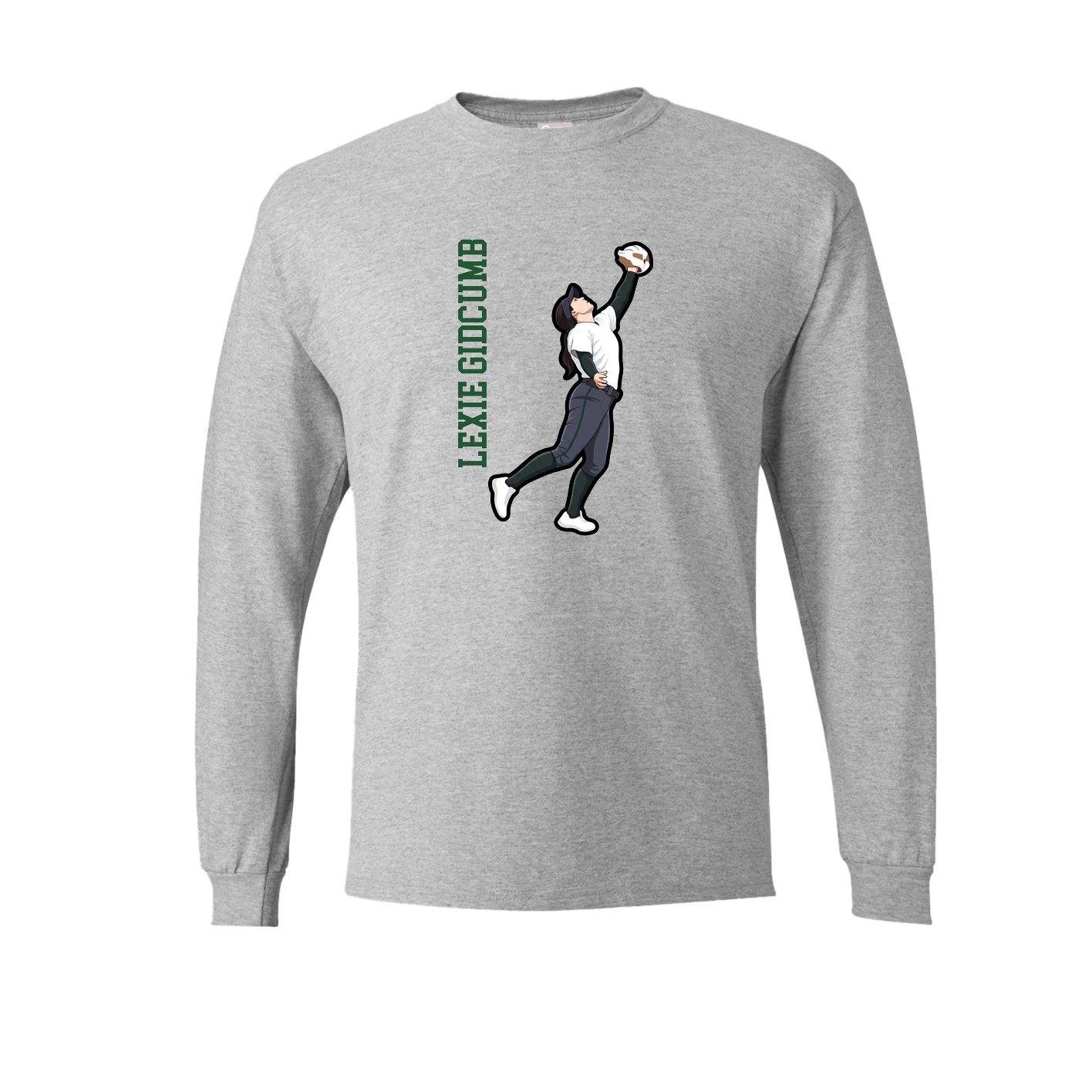 Long Sleeve Tee — Name Vertical in Grey