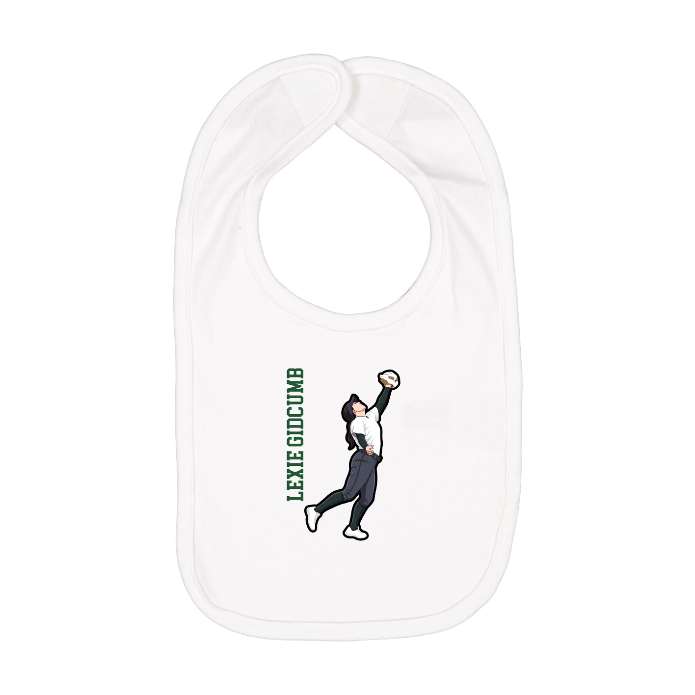 Infant Bib — Name Vertical in White