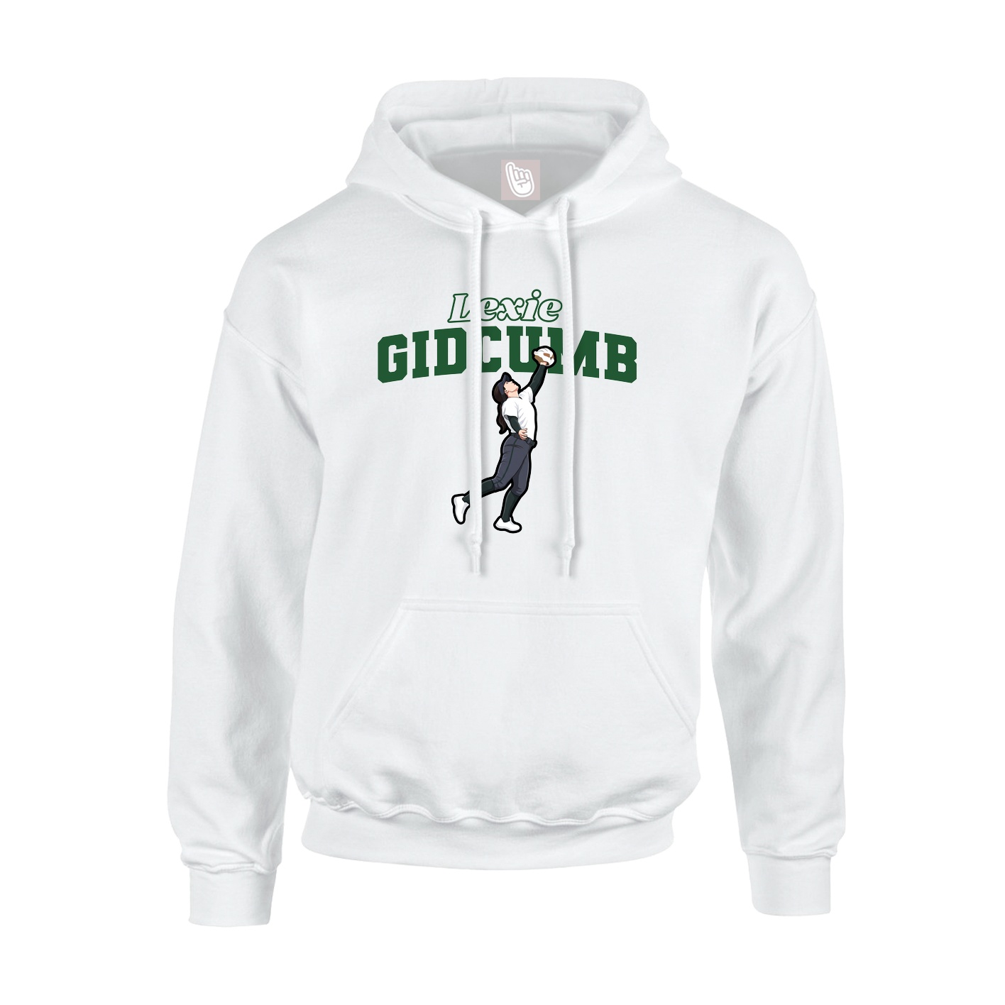 Youth Hoodie — Name Arch in White