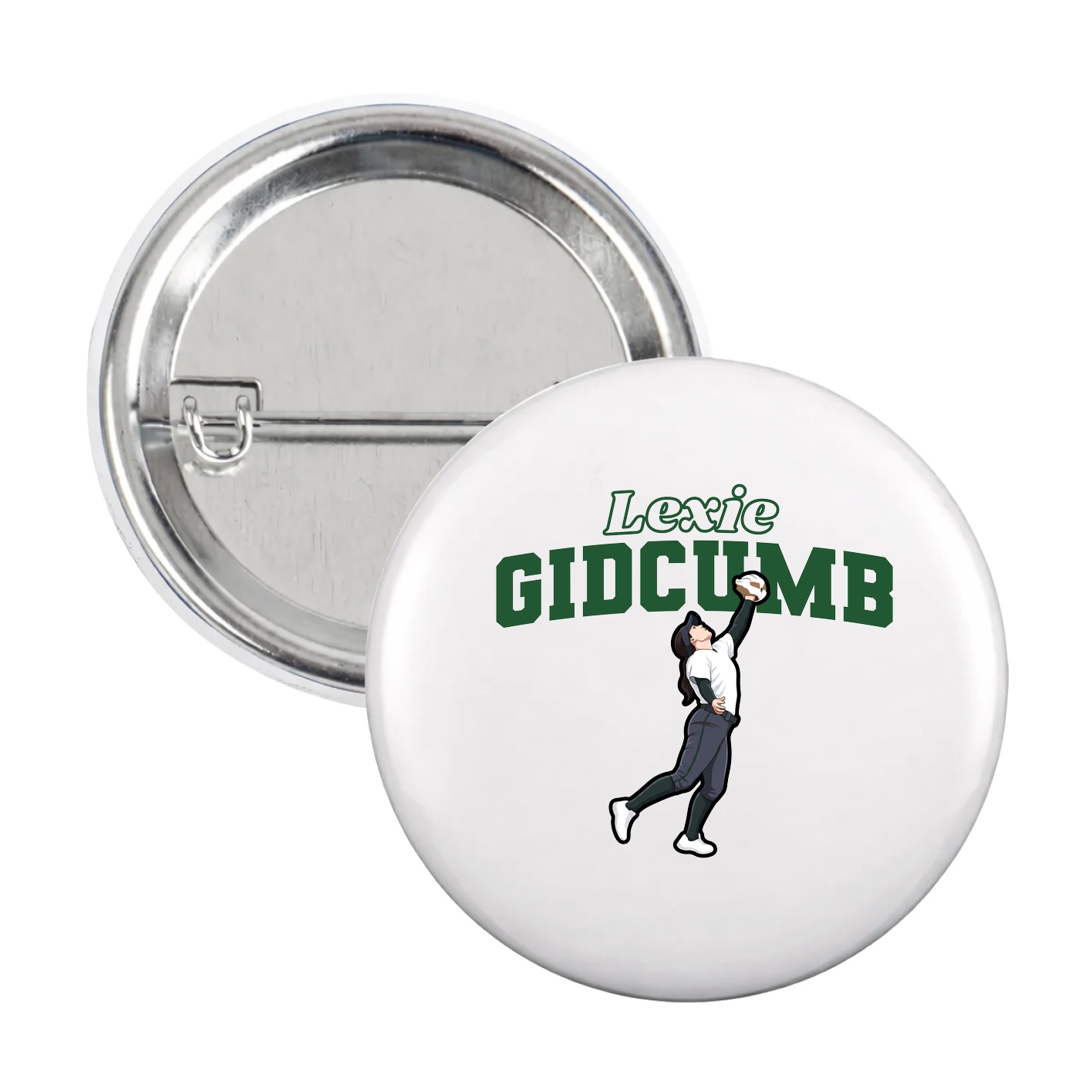 Game Day Button — Name Arch in White