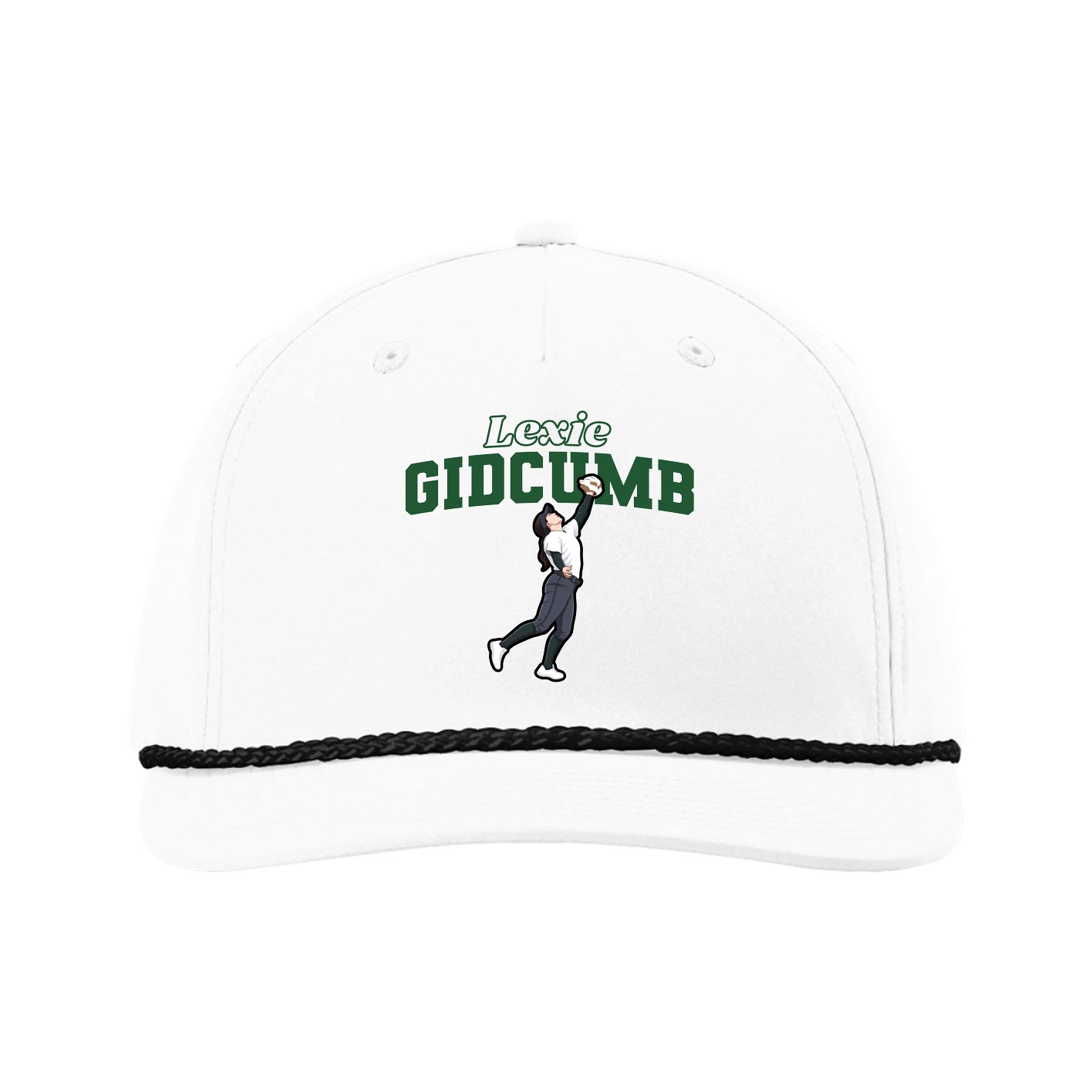 Five-Panel Classic Rope Cap — Name Arch in White