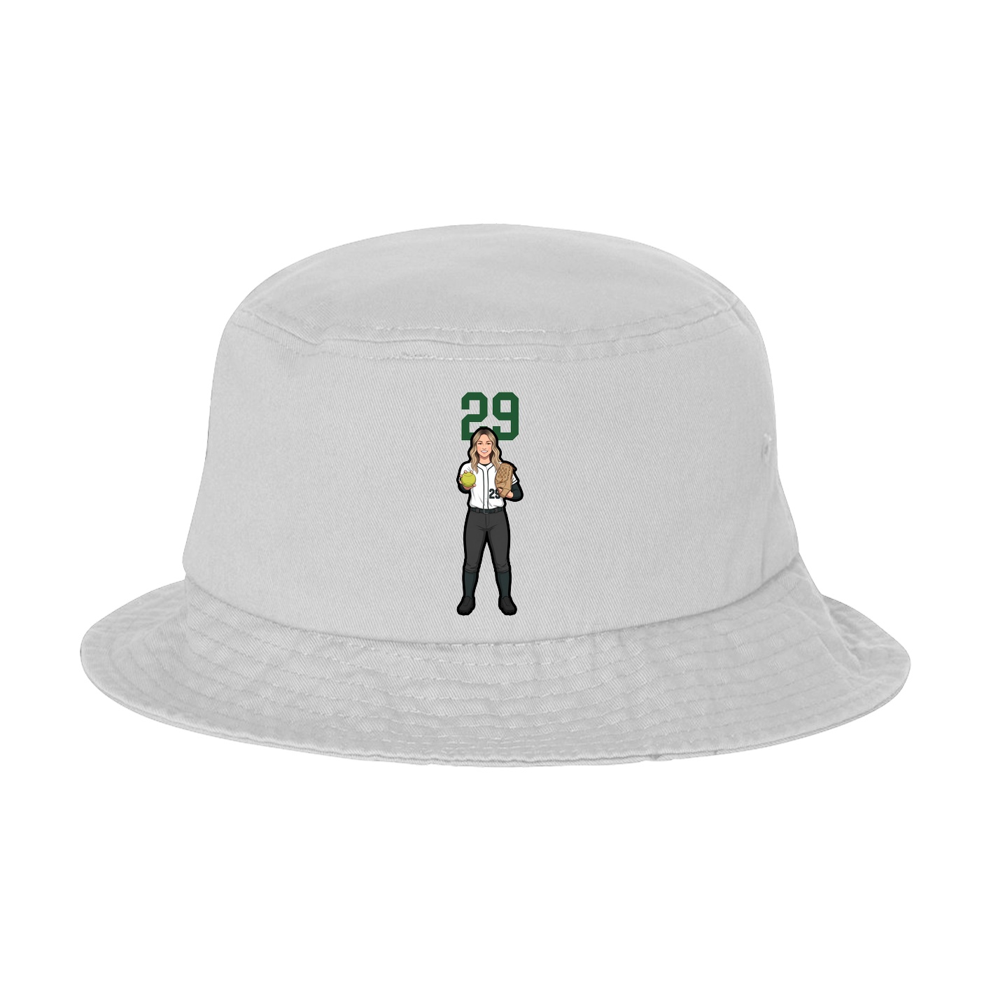 Bucket Cap — Number Top in White