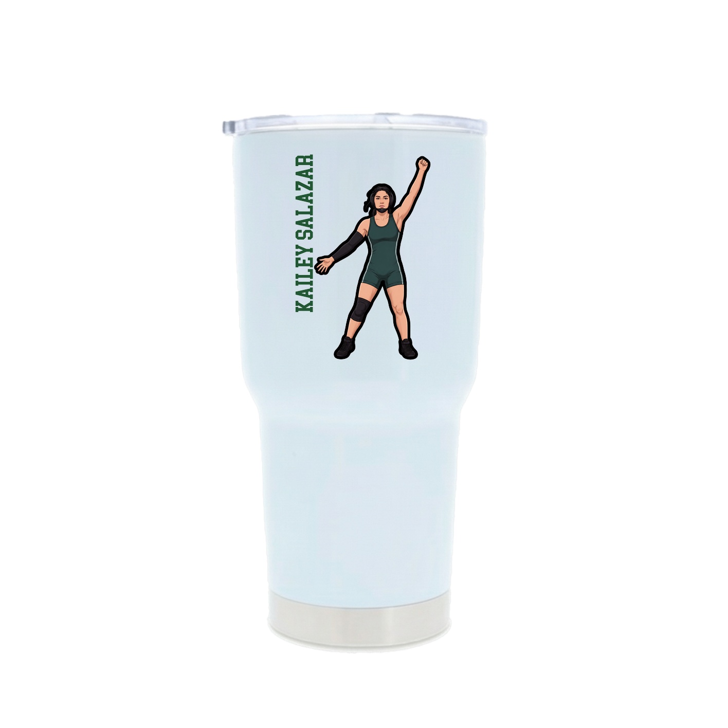 30oz Stainless Steel Tumbler — Name Vertical in White