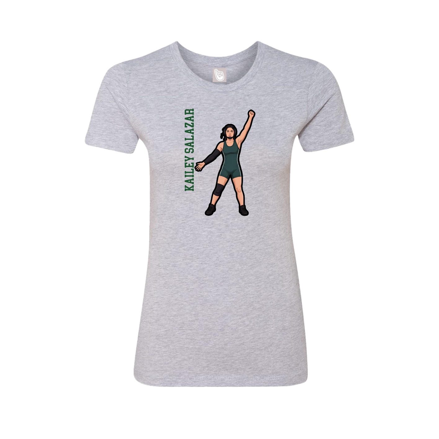 Fitted Women's Tee — Name Vertical in Grey