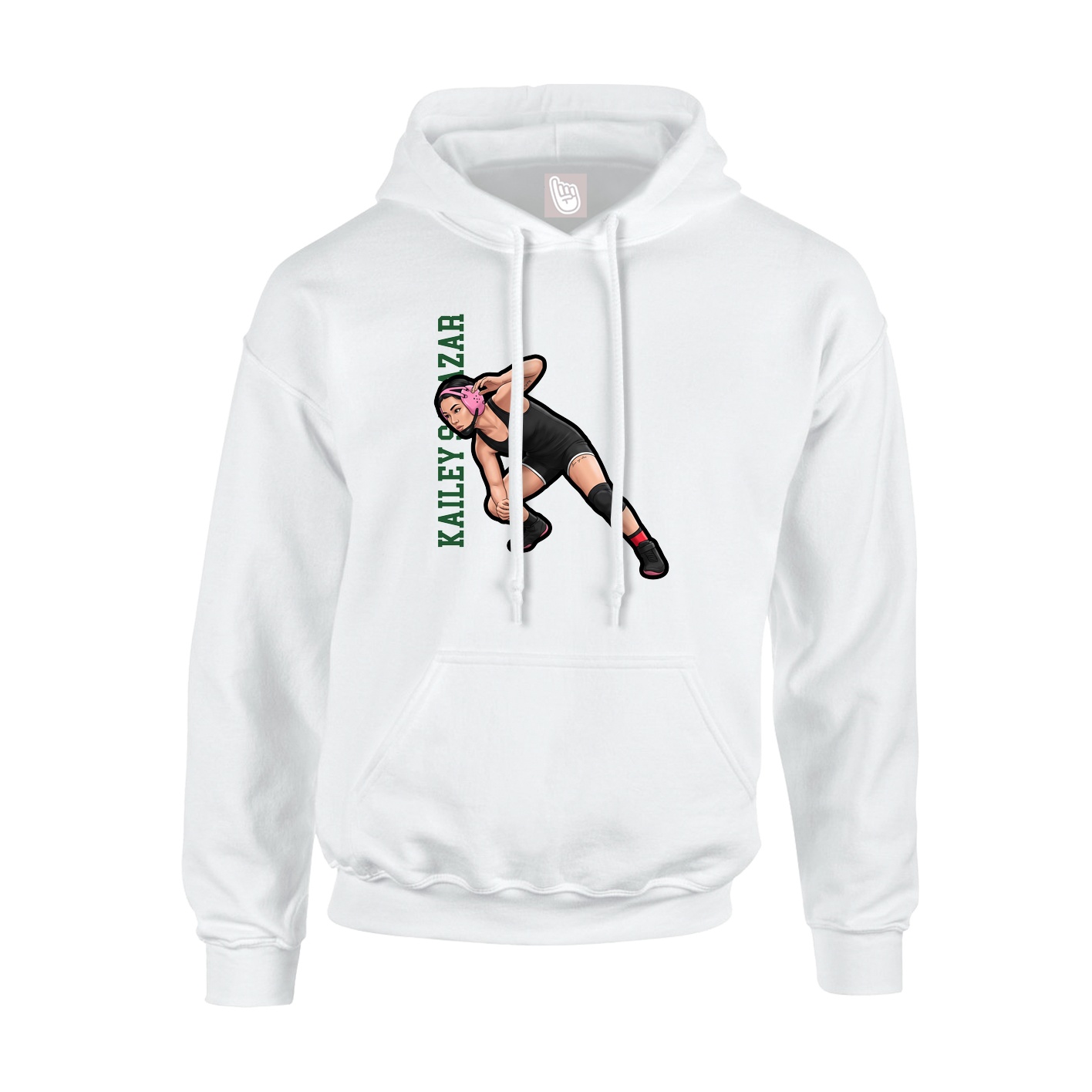 Youth Hoodie — Name Vertical in White