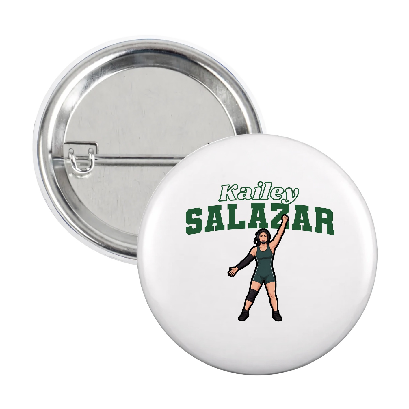 Game Day Button — Name Arch in White