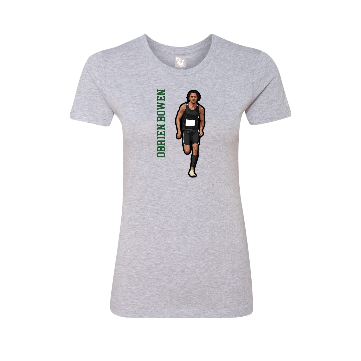 Fitted Women's Tee — Name Vertical in Grey