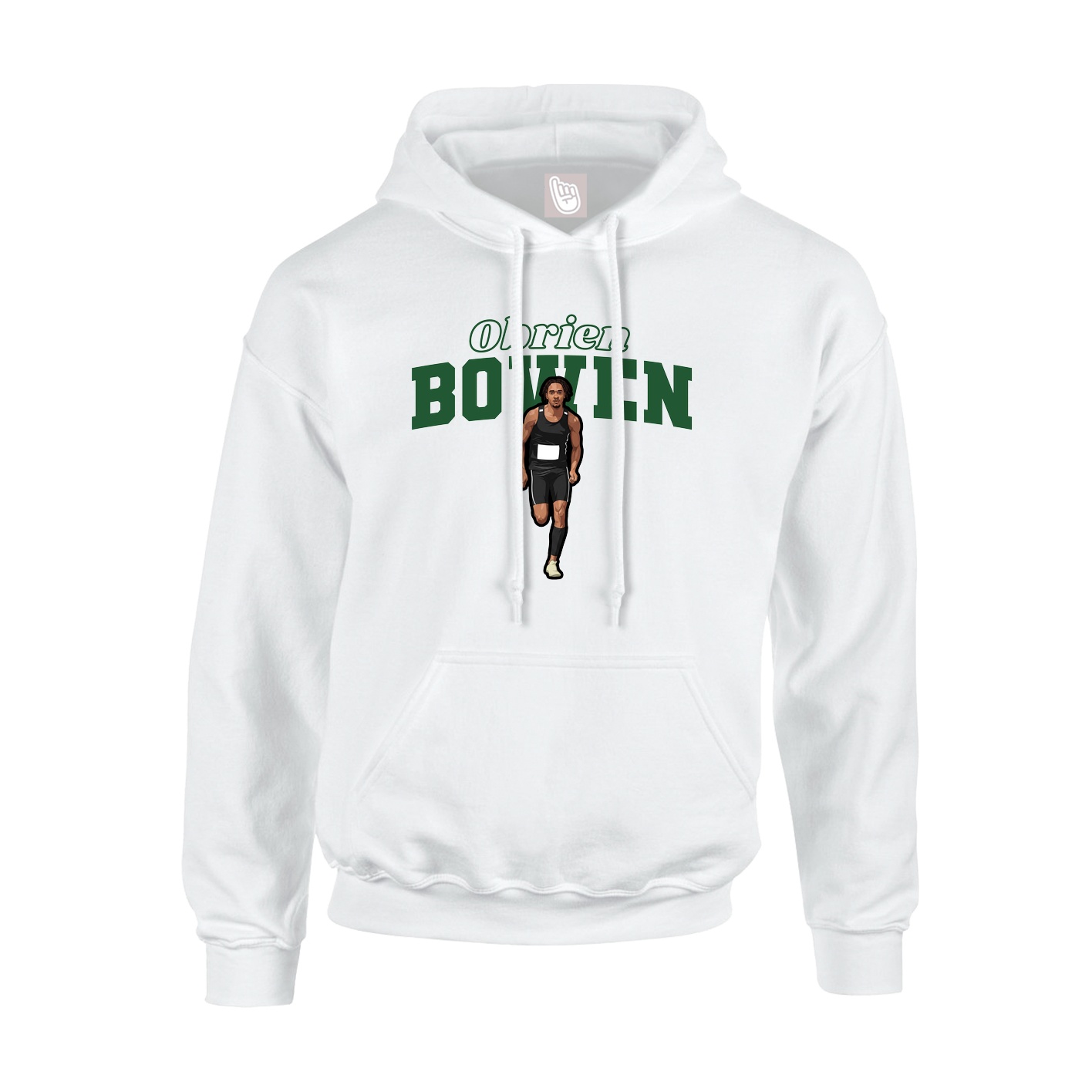 Youth Hoodie — Name Arch in White